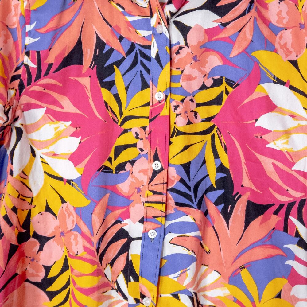 Ruby Rd Button Down Shirt Size 12 Pink Tropical Floral Resort Colorful - Picture 5 of 9